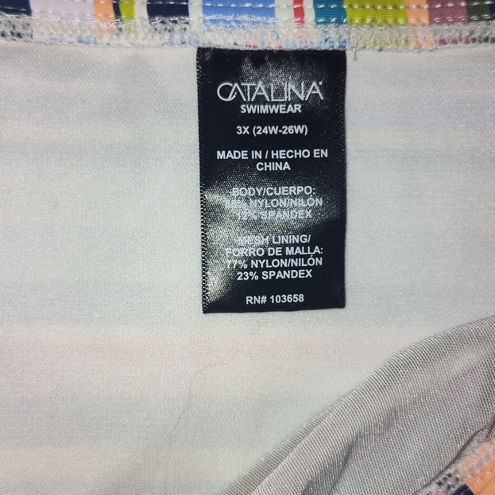 Catalina Swim Brief High-Waist Striped Soft Stretch Fabric Multicolor Women’s 3X - Picture 6 of 6